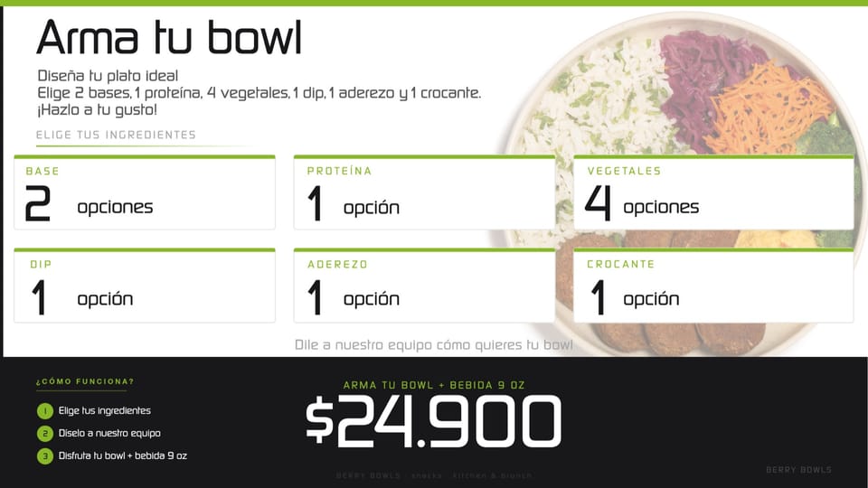 Berry Bowls: Sistema de menú