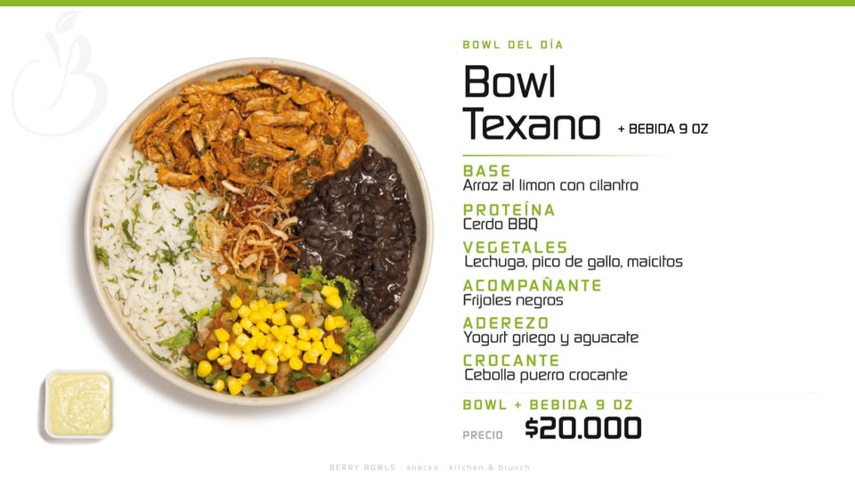 Berry Bowls: Sistema de menú